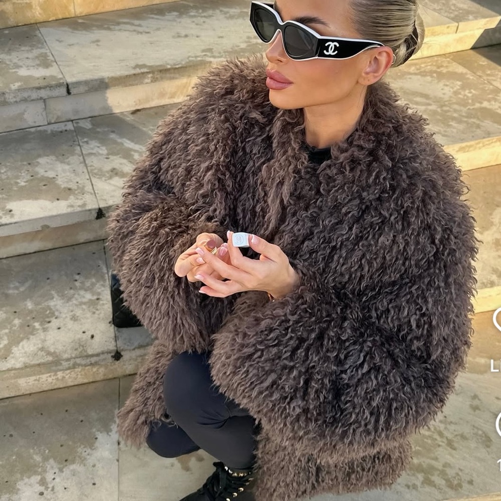 Winter Faux Fur Coat Women's Shaggy mope Jacket Long Sleeve Outwear